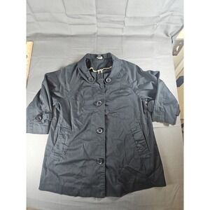 GNW Black Big Button Thin Jacket Shirt With Pockets SIZE Med 3/4 Sleeves